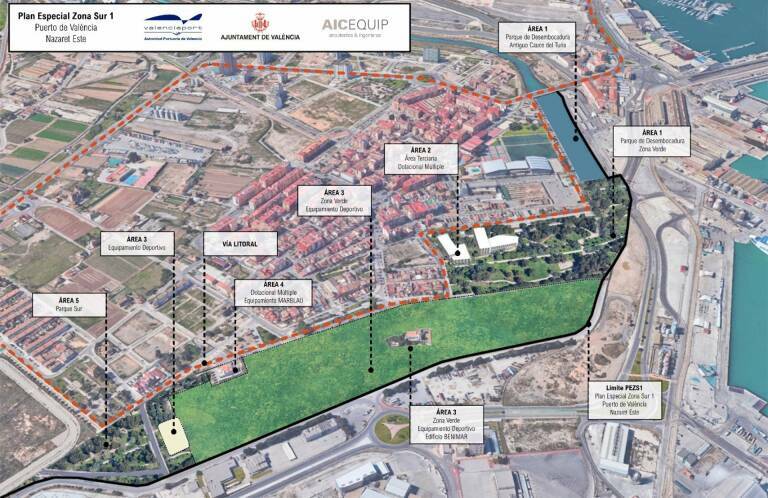 Planos Especial de ampliação do Parque Túria até o mar.