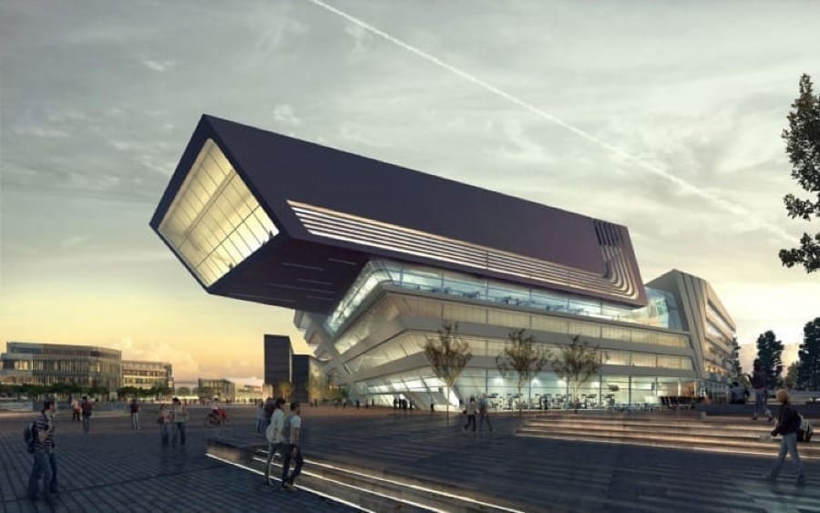 Foto da Biblioteca projetada por Zaha Haddid.