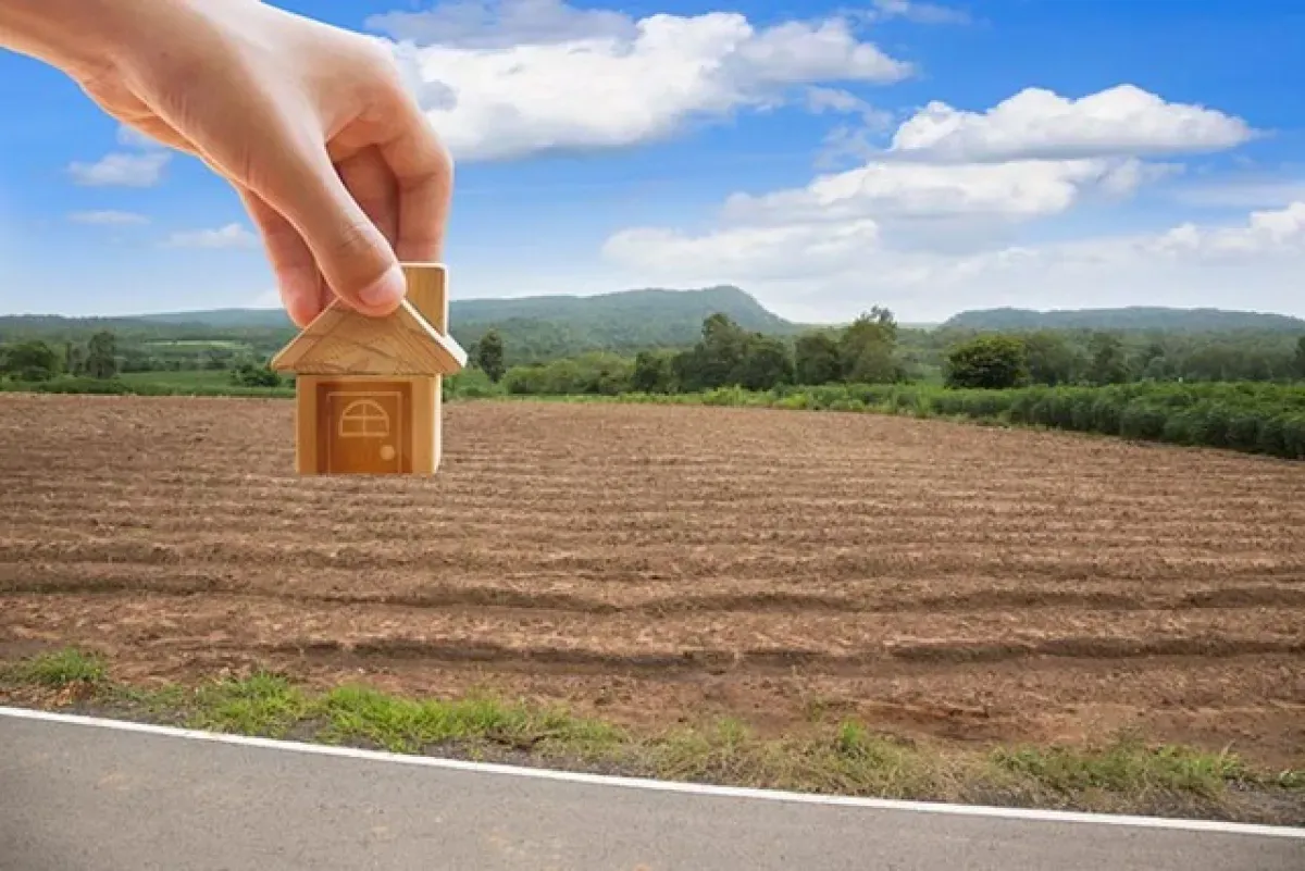 Fotografia de terreno baldio a venda.