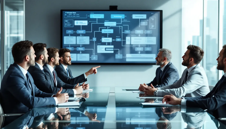 Foto de reunião em Holding Mista